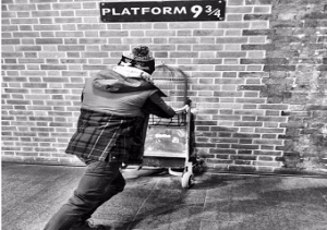 Felton is a Harry Potter fan himself, here at the Kings Cross train station (which is the setting of the gateway to magic school Hogwarts) in London. Photo credit: Tom Felton/Instagram.