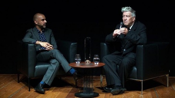 David Lynch and Senior Curator  Jose Da Silva chat at GOMA. Photo Credit: Iolande Skinner