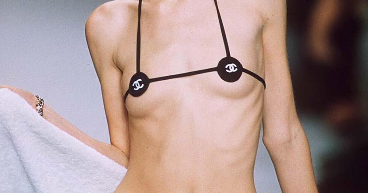 image courtesy of mirror.co.uk; pin thin supermodel Stella Tennant walks for Chanel